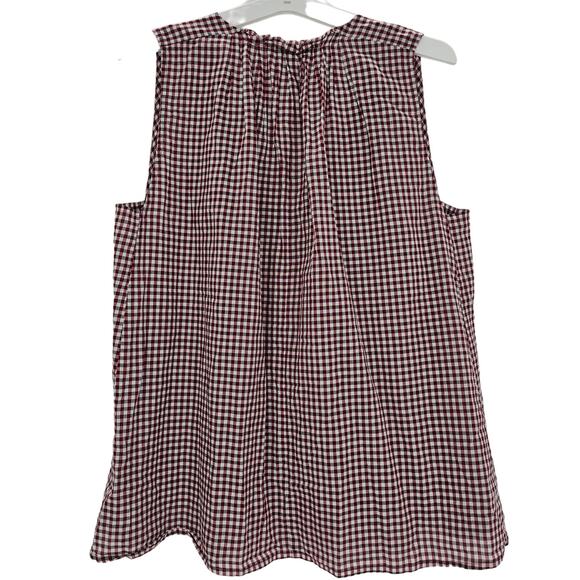 Madewell Womans size XS Bell Shift Gingham Plaid Popover Blouse Tassel Tank Top - Picture 4 of 8